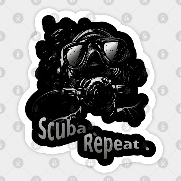 Scuba Repeat - Scuba Life - Scuba Lovers Sticker by RuftupDesigns